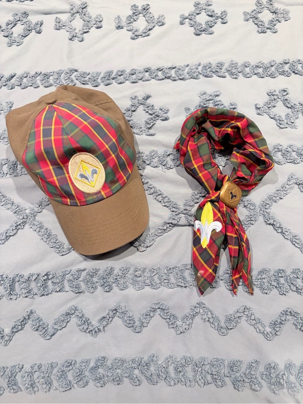 Cub Scout BSA Plaid Hat & Neckerchief Set with Slide
